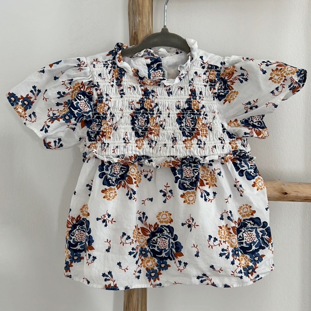 Janie and Jack Floral Smocked Flutter Sleeve Top Size 18-24 month